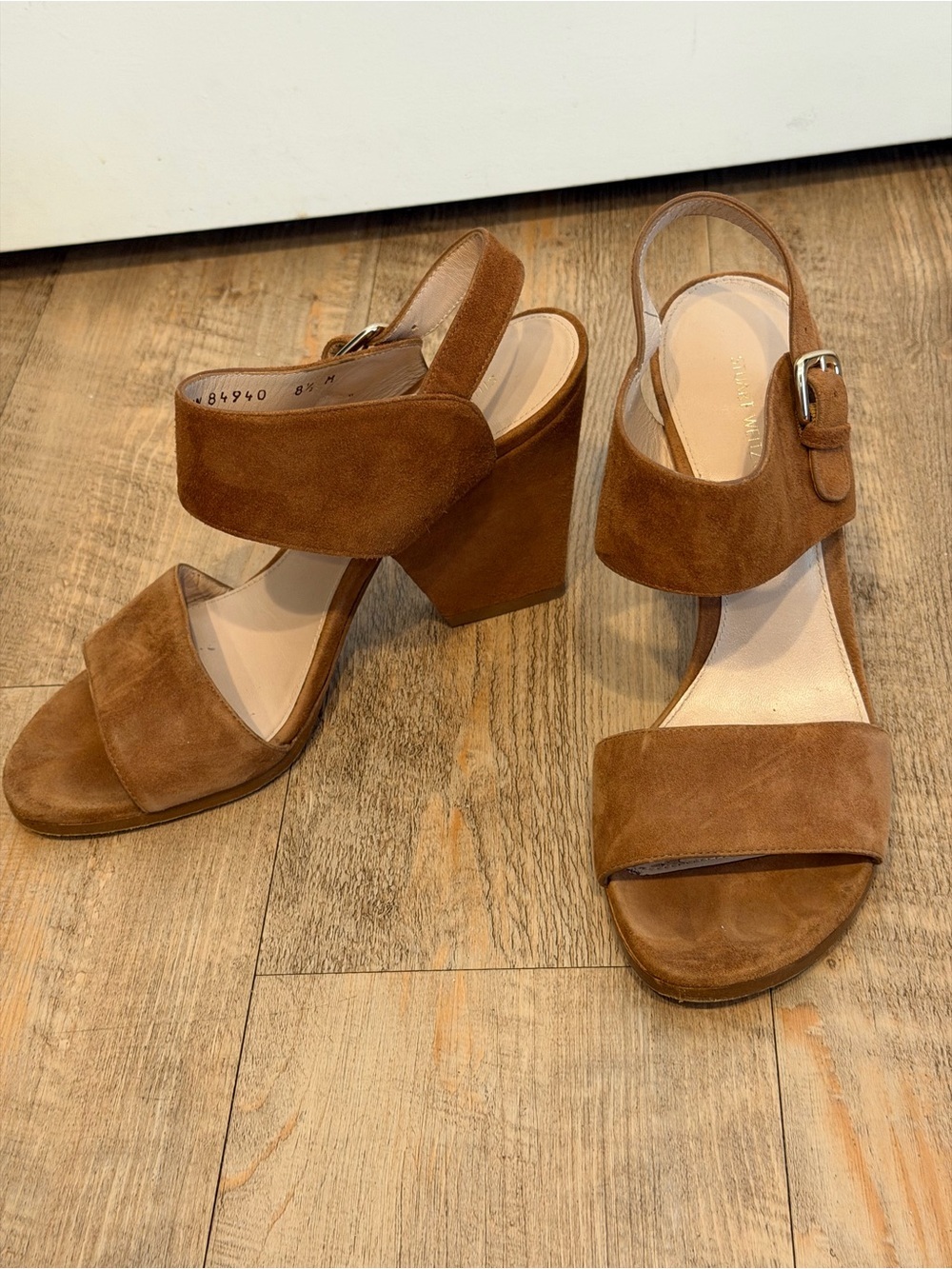 Stuart Weitzman Suede Block Heel Sandals